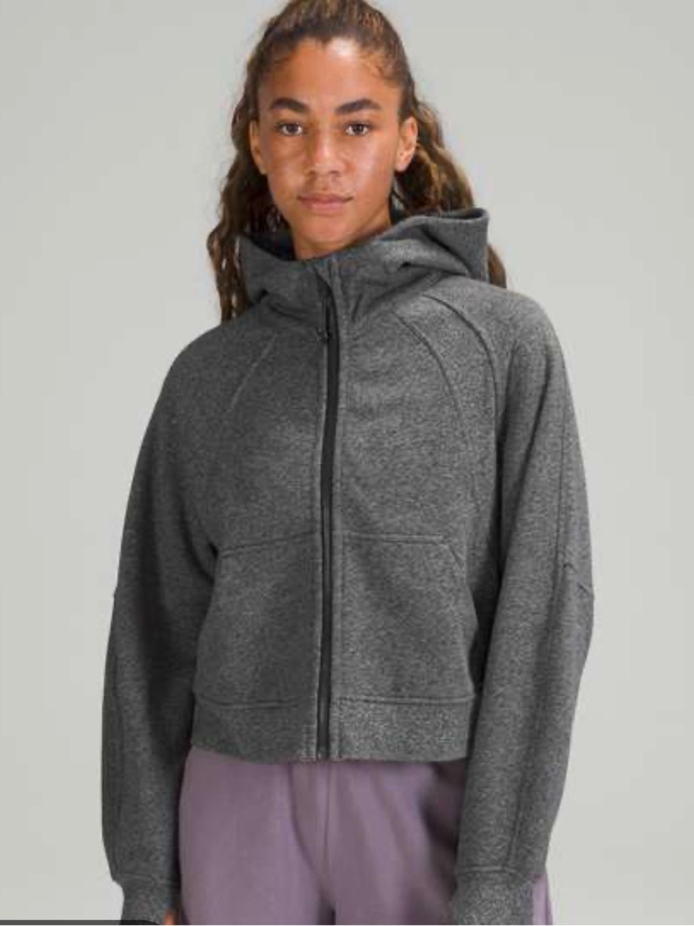 Dark Gray Zip-Up Hooded Women's Jacket
